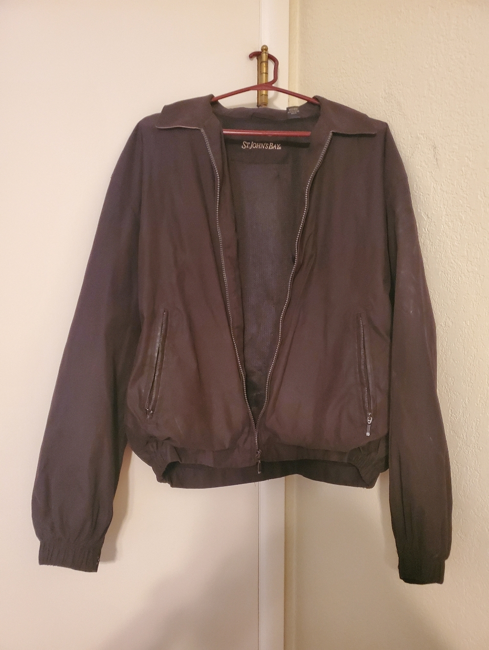 St. John's Bay Brown Lightweight Zip Bomber Jacket